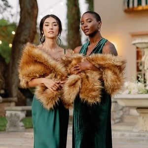 Revelry Faux Fur Shrug Chestnut